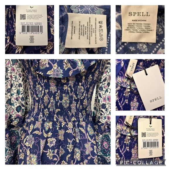 Spell Blue Long Sleeve Sundress with Square Neck - Picture 5 of 9